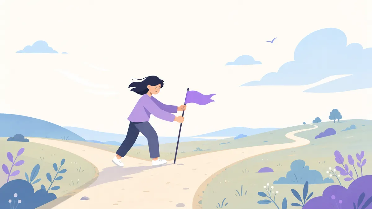 自律のゴールへ歩く人のイラスト
