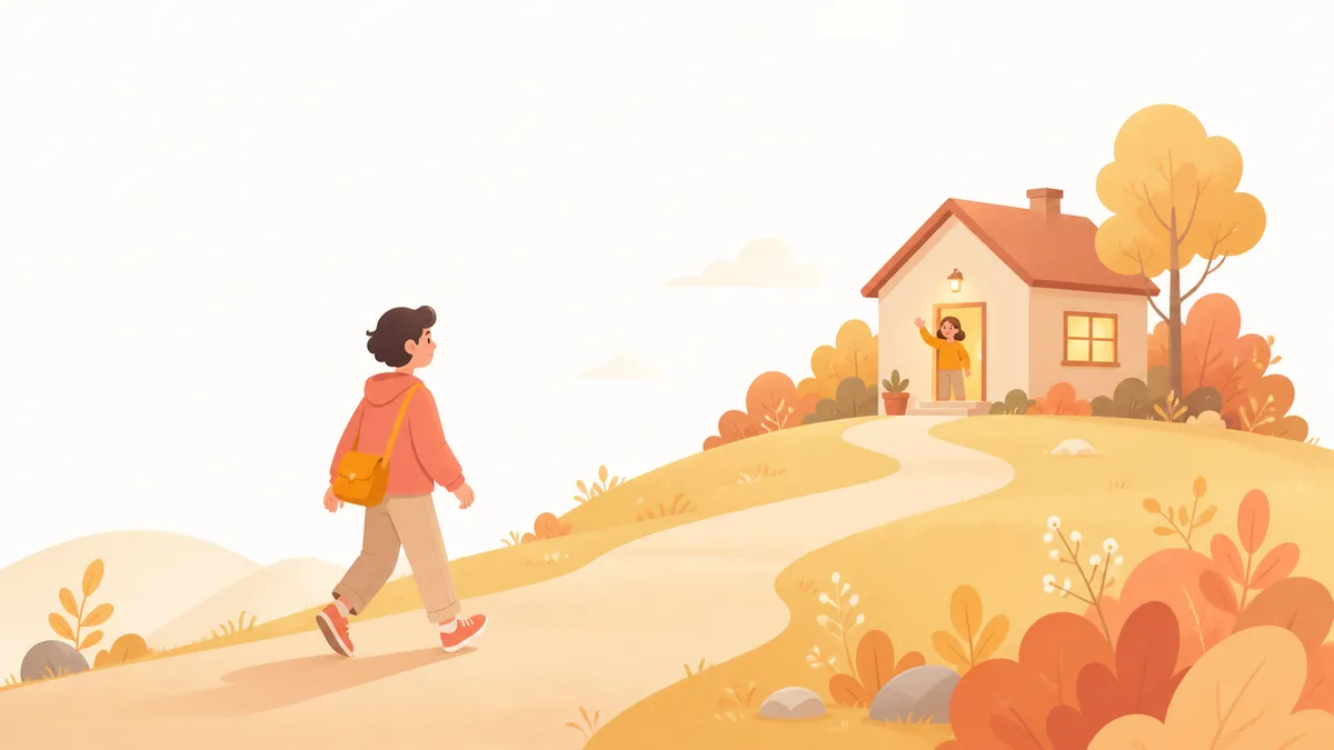 関係のゴールへ歩く人のイラスト