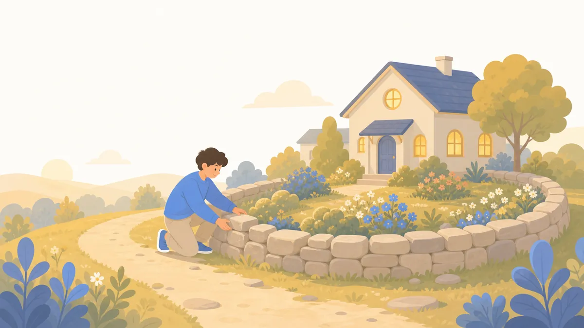 安心のゴールへ歩く人のイラスト