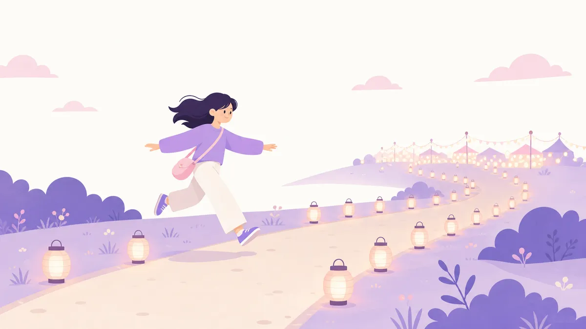 快楽のゴールへ歩く人のイラスト